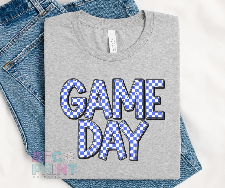 Game Day Checkered (Blue) - DTF
