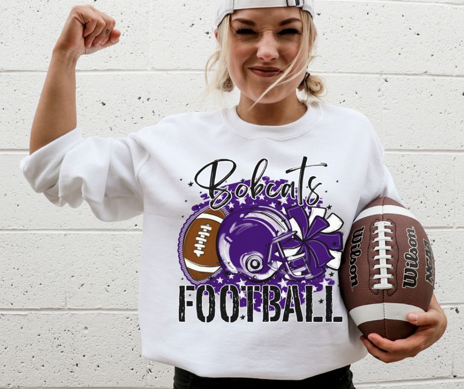 Bobcats - Purple (Stars Football Mascots) - DTF