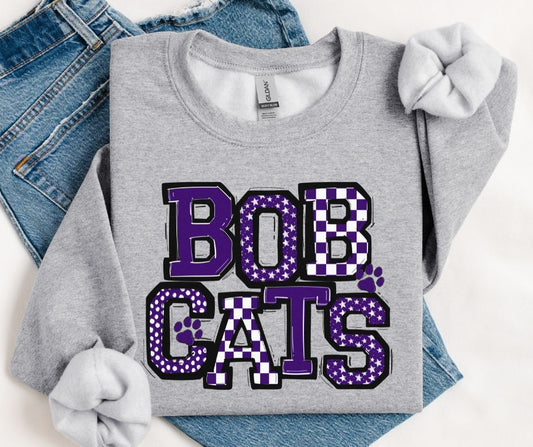 Bobcats - Purple Mix Paw (So Sporty Mascot) - DTF