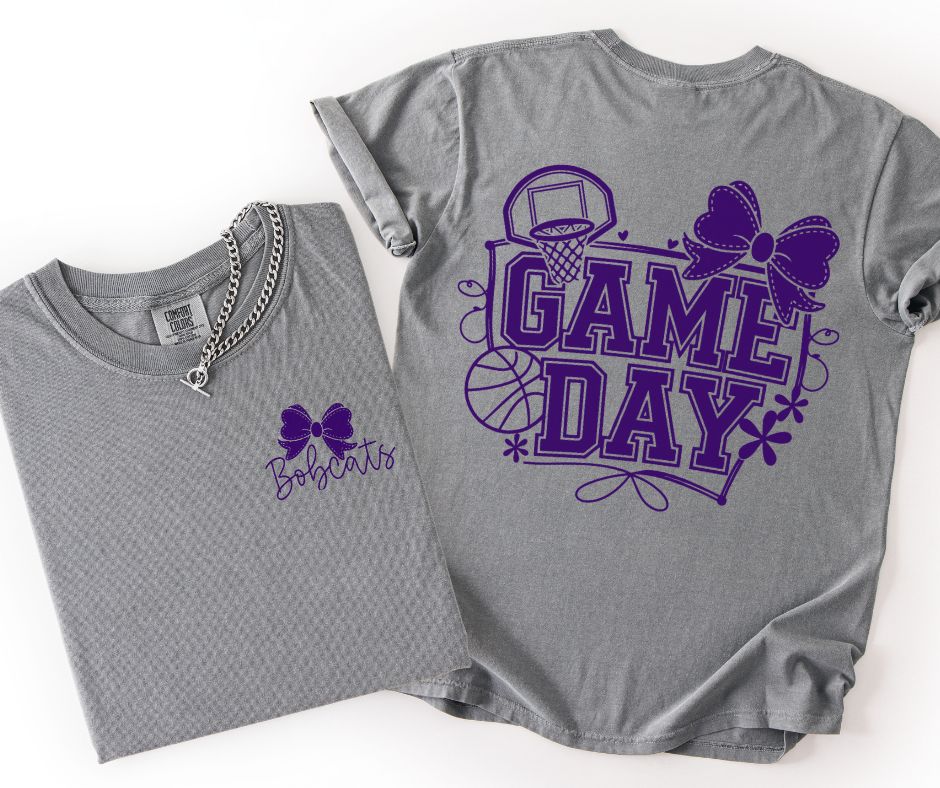 Bobcats - Purple (Basketball Game Day Mascots 2-in-1 front/back) - DTF