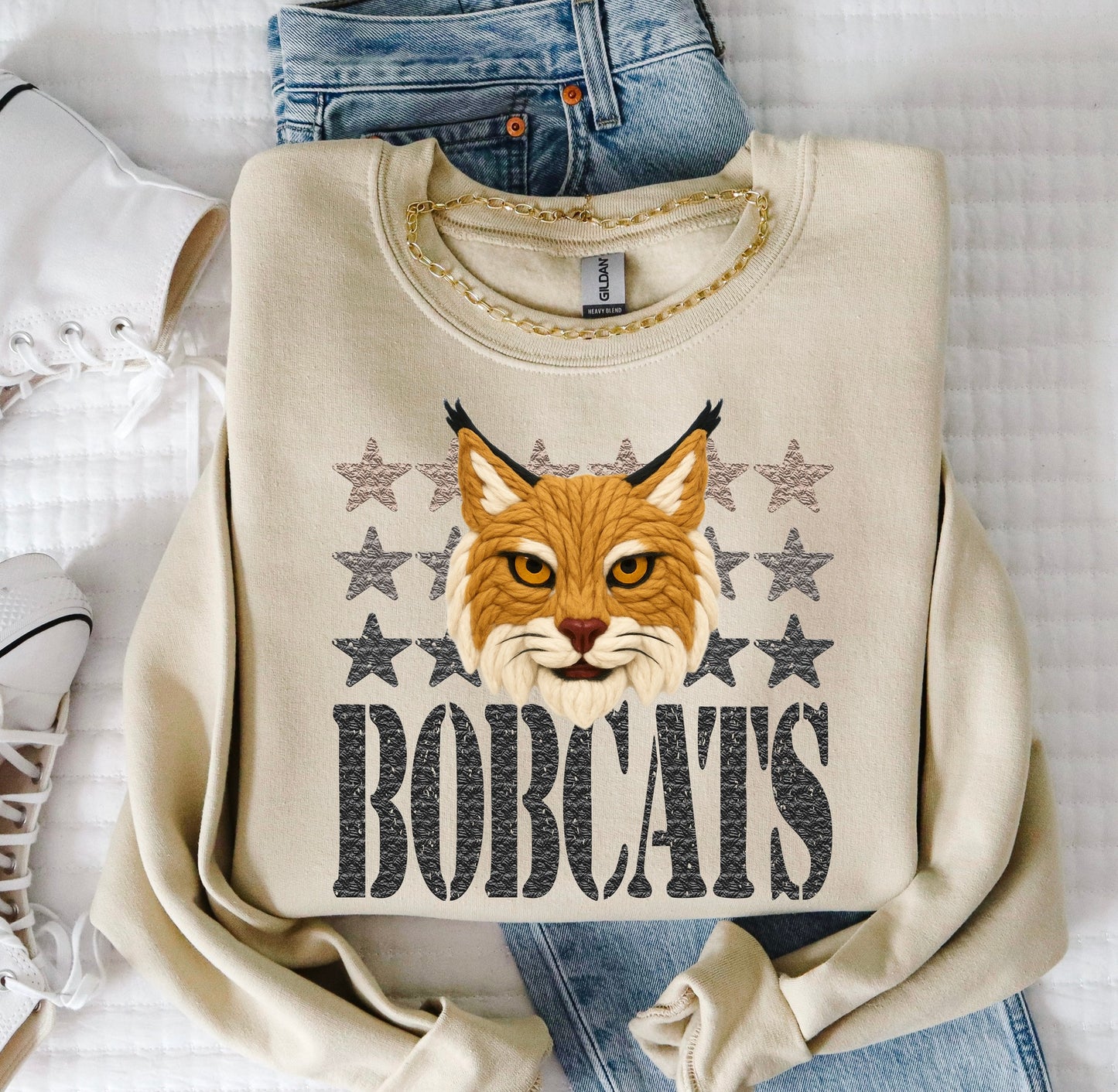 Bobcats (Faux Yarn and Stars Mascot) - DTF