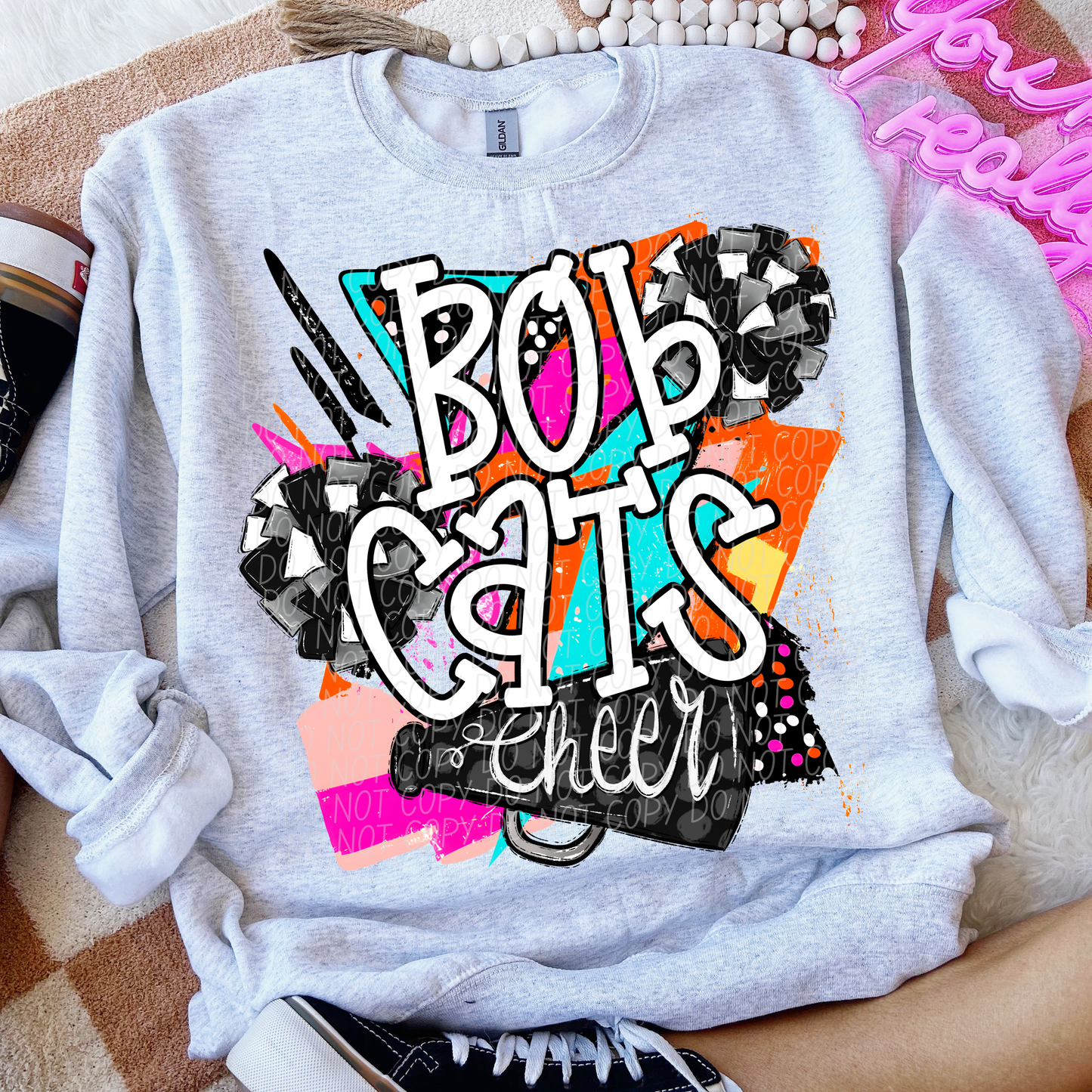 Bobcats (Bright Retro Cheer Mascot) - DTF