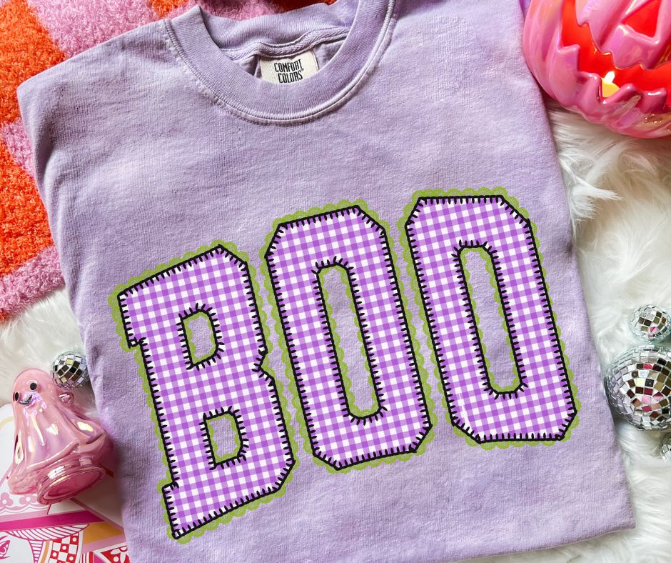 Boo (Purple/Green Gingham) - DTF