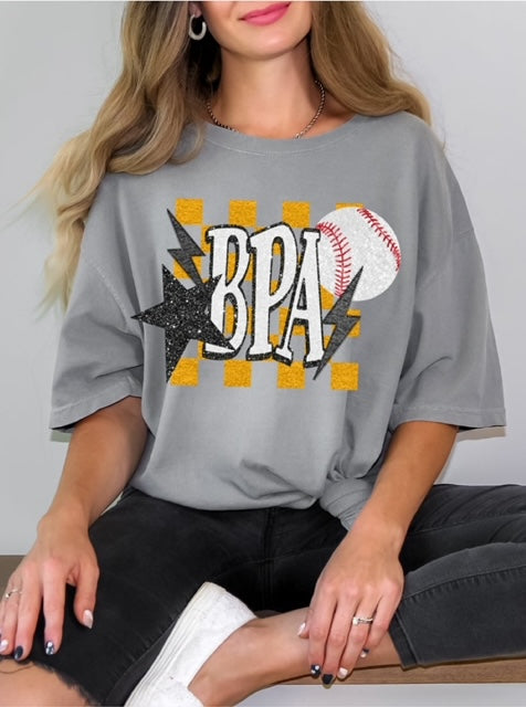 BPA baseball (Retro Checkered Glitter Sports) - DTF