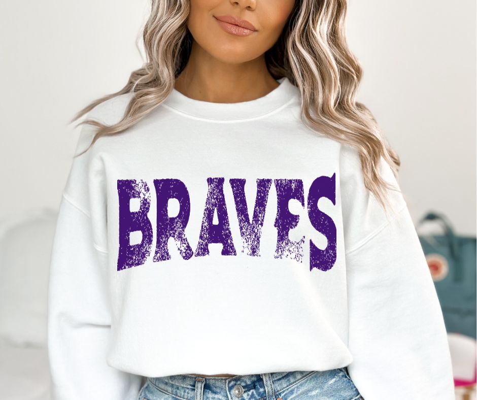 Braves - Purple (single color grunge) - DTF