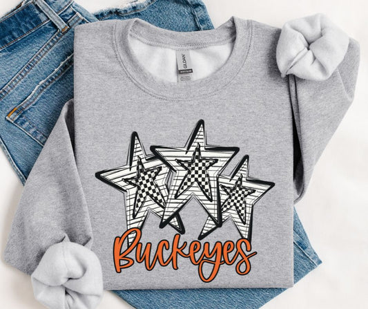Buckeyes - Orange (Stars and Checks) - DTF