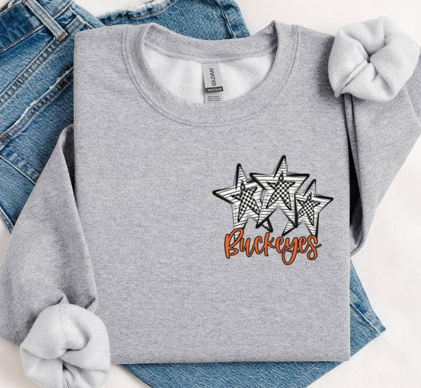 Buckeyes - Orange (Stars and Checks) - DTF