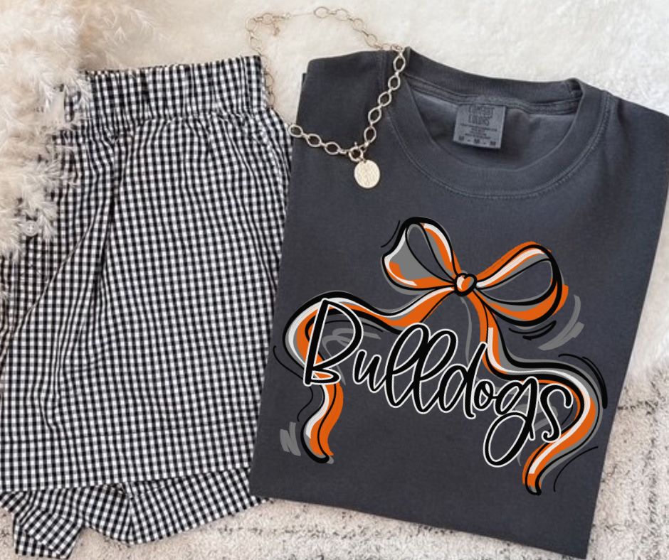 Bulldogs - Orange/Gray (Ribbon Sports Bow School Spirit) - DTF