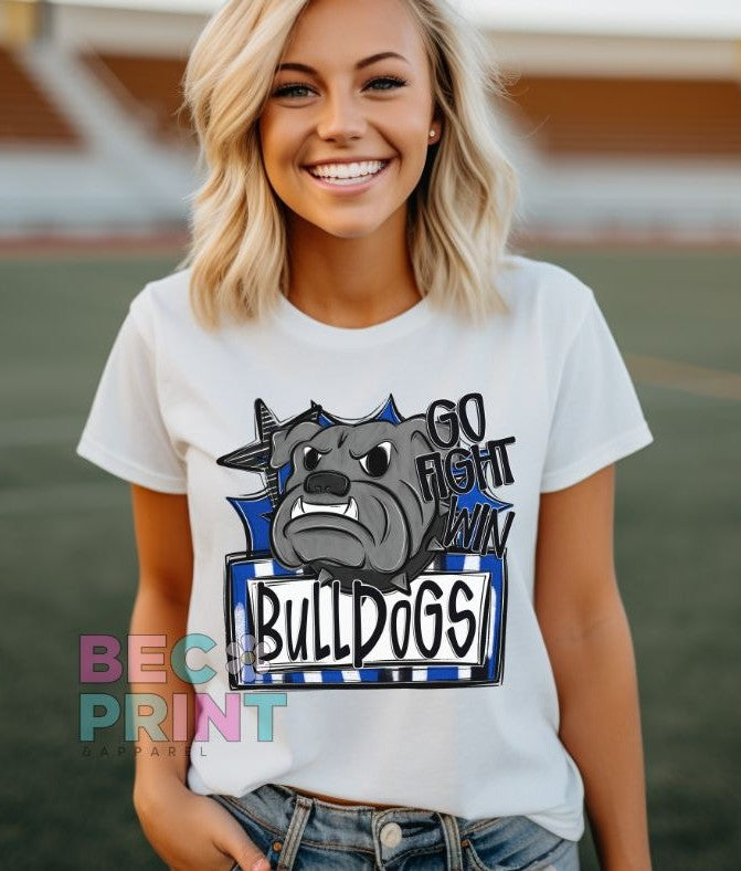 Bulldogs - Royal Blue (Go Fight Win Star Mascot) - DTF