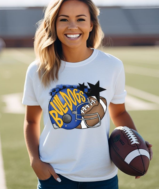 Bulldogs - Royal Blue/Yellow Gold (Football Helmet Mascots) - DTF