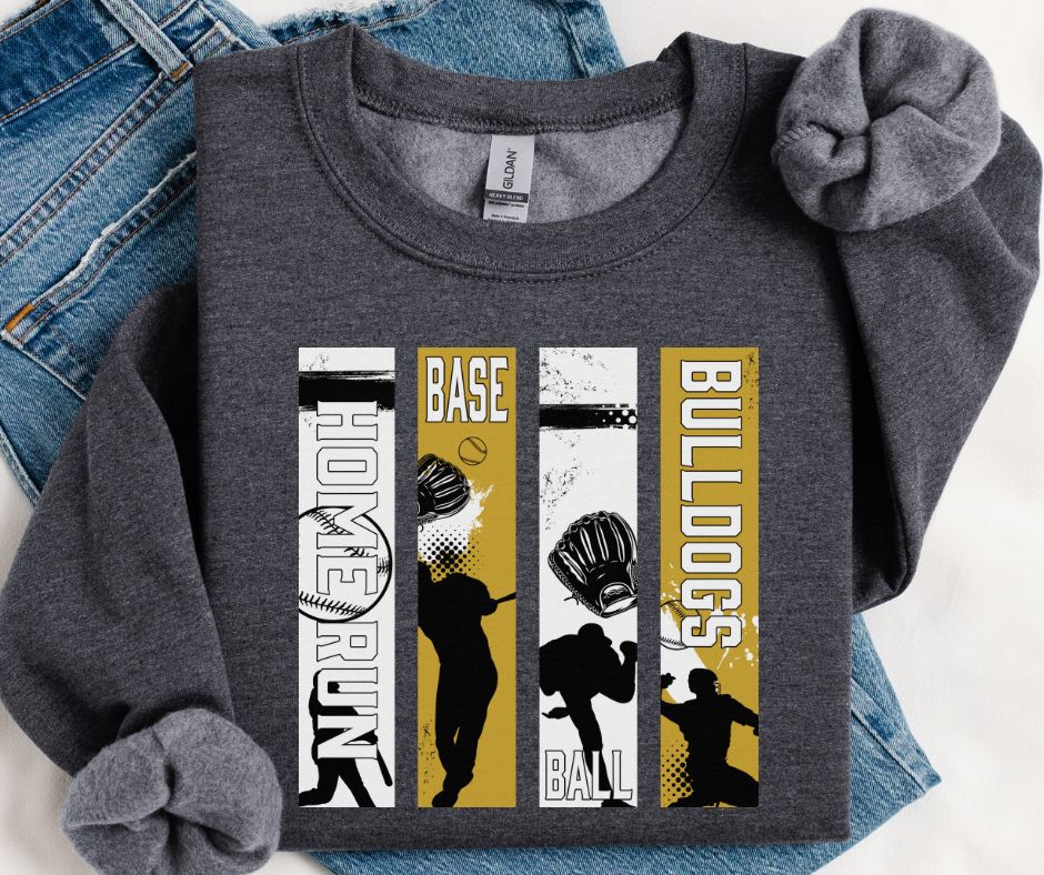 Bulldogs Home Run Panel (Vegas Gold/White) - DTF