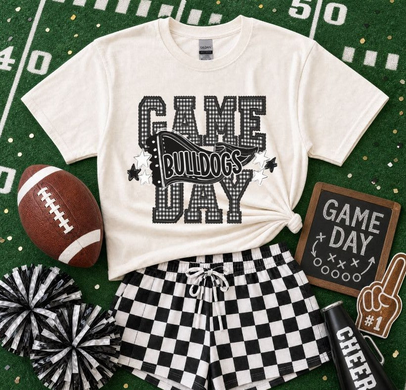 Bulldogs - Black/White (Preppy Game Day Pennant Mascot) - DTF