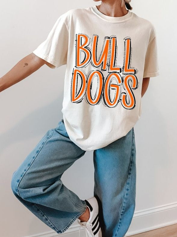 Bulldogs Mascot - Orange/Black (Spaced Out School Spirit) - DTF