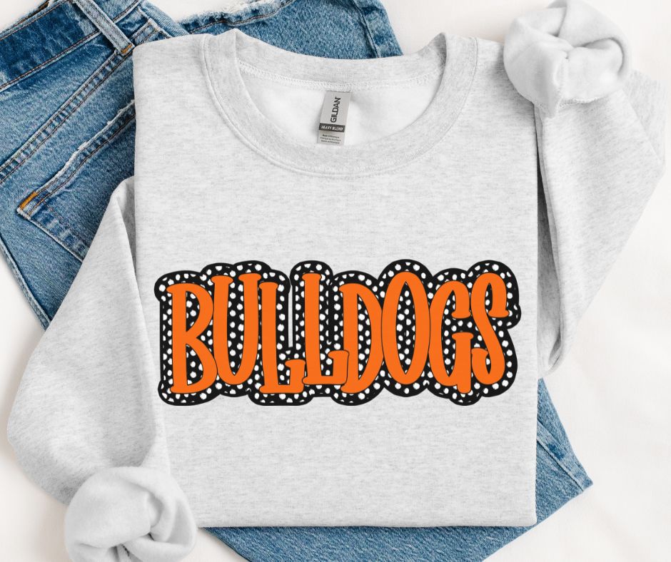 Bulldogs - Orange/Black (Polka Dot Stack Mascots) - DTF