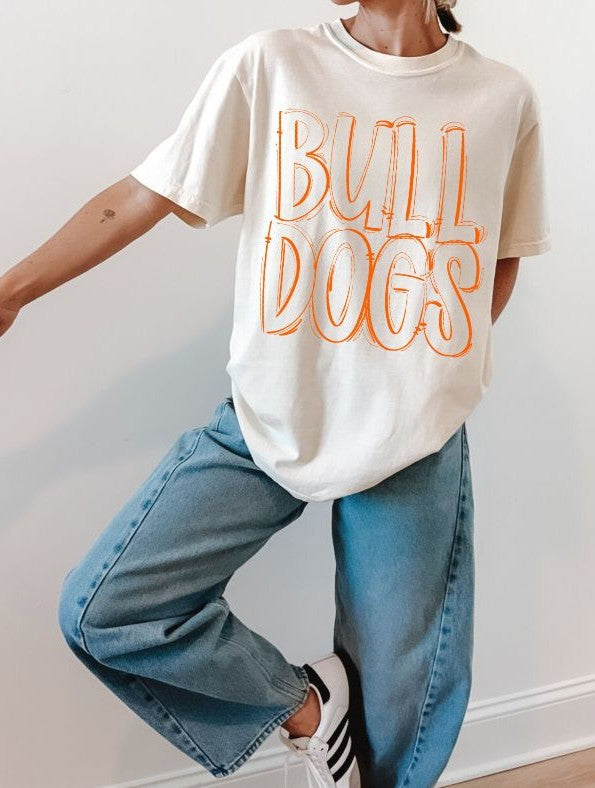 Bulldogs - Orange Outline (Spaced Out School Spirit) - DTF