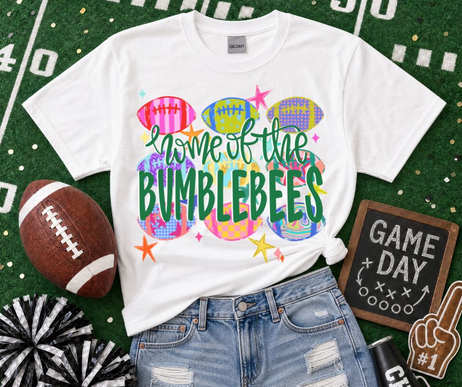 Bumblebees - Kelly Green/White (Football Whimsy Mascot) - DTF