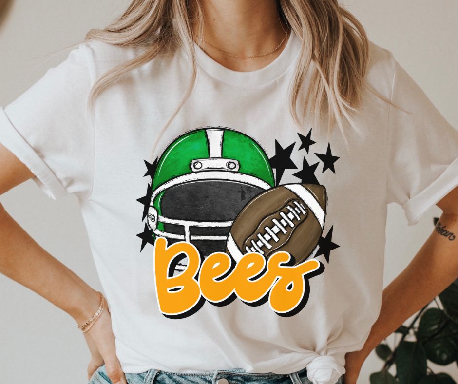 Bees Mascot (stars - green/yellow gold helmet) - DTF