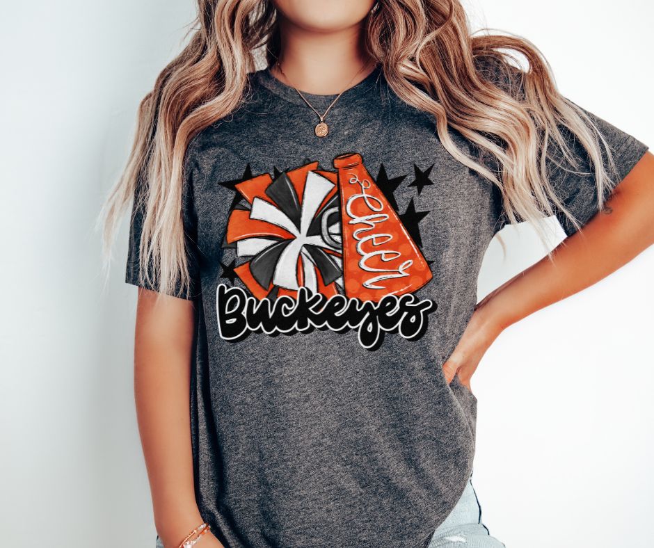 Buckeyes Cheer (megaphone - orange/black) - DTF