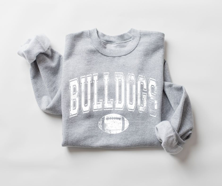 Bulldogs Arched (football - white) - DTF