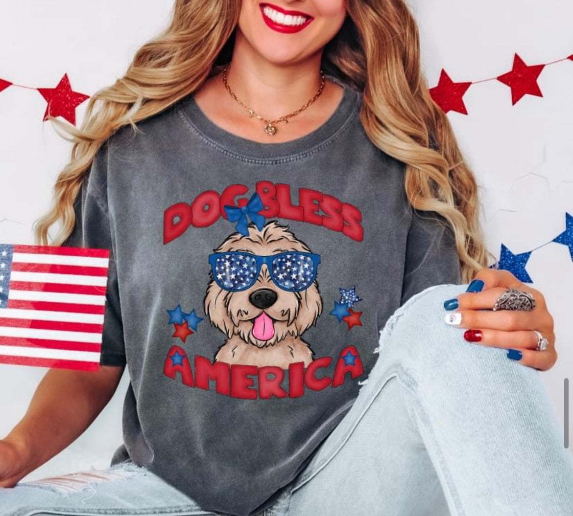Dog Bless America (Golden Doodle) - DTF