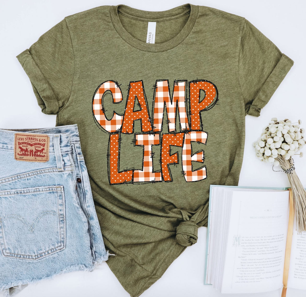 Camp Life (Doodle Gingham Dots & Glitter) - DTF