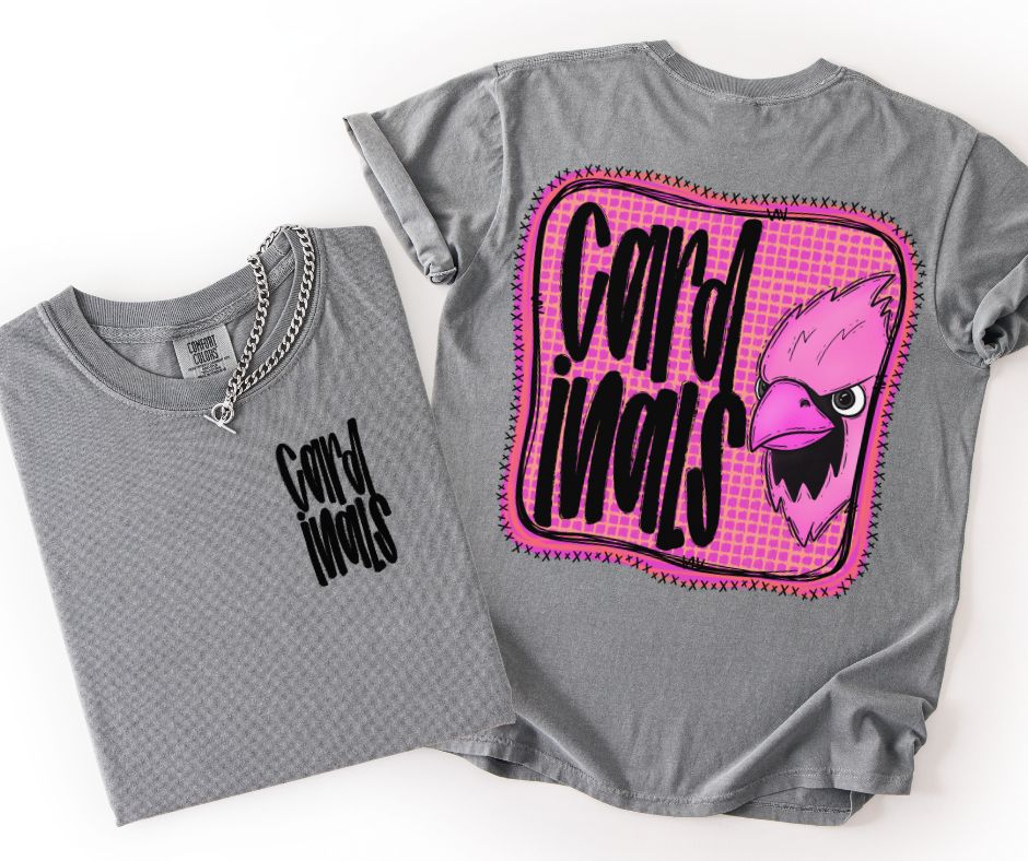 Cardinals (Pink Frame Mascots 2-in-1 front/back) - DTF