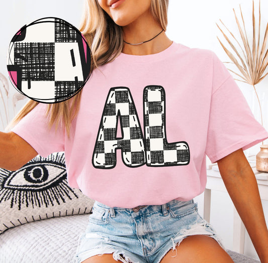 AL (Bubble Stitch Distressed Checkers State) - DTF