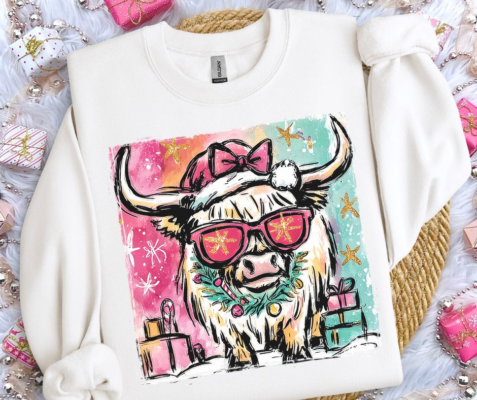 Christmas Cow Wreath (Whimsical/Trendy) - DTF