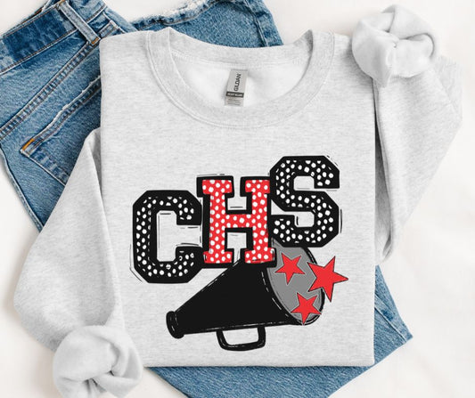CHS - Black/Red (So Sporty Megaphones and Stars) - DTF