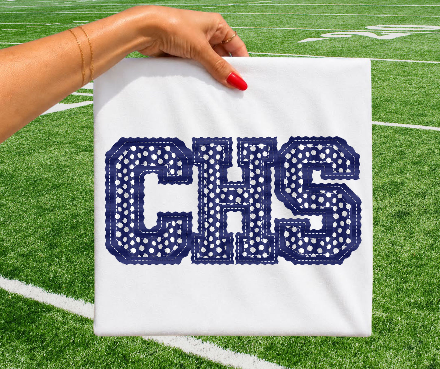 CHS - Navy Dot (Letterman Stitch School Letters) - DTF