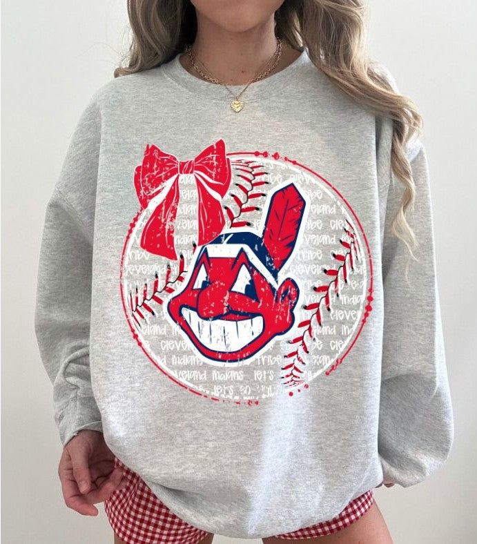 Indians (Baseball Bow Typography) - DTF