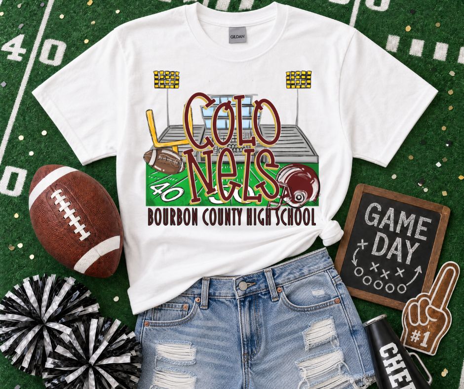 Colonels Bourbon County HS - Maroon/Vegas Gold (Stadium Blitz Mascot) - DTF