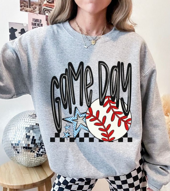 Game Day Stars (Baseball - Columbia Blue) - DTF