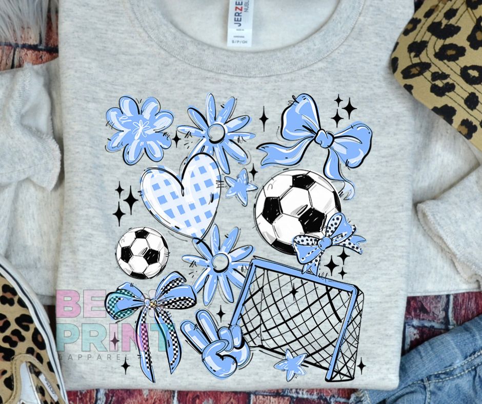 Play Ball Collage - Columbia Blue (Soccer) - DTF