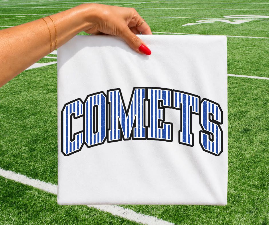 Comets - Royal Blue (Varsity Stripes Mascot) - DTF