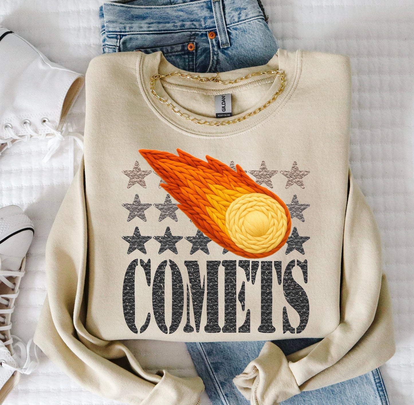 Comets (Faux Yarn and Stars Mascot) - DTF