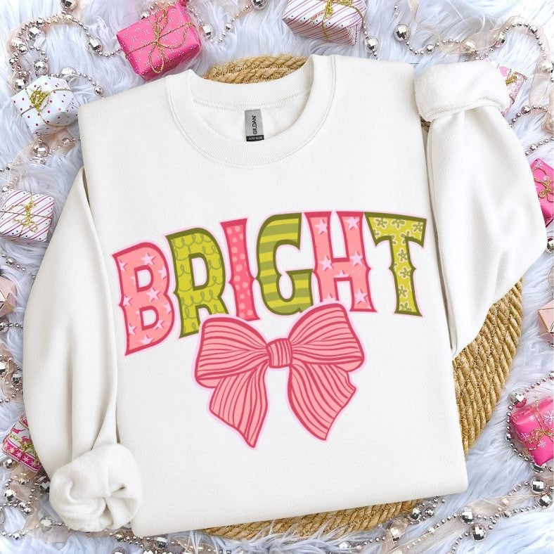 Merry and Bright (Pink Coquette Bow) - DTF