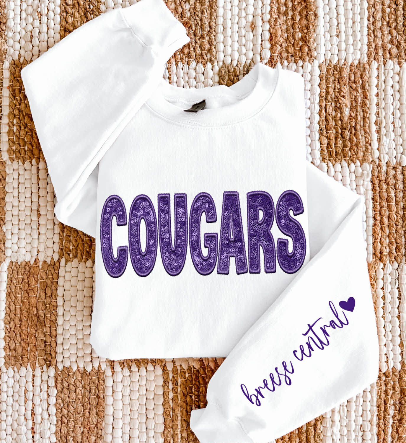 Cougars - Breese Central/Purple (Sequins/Embroidery look) - DTF