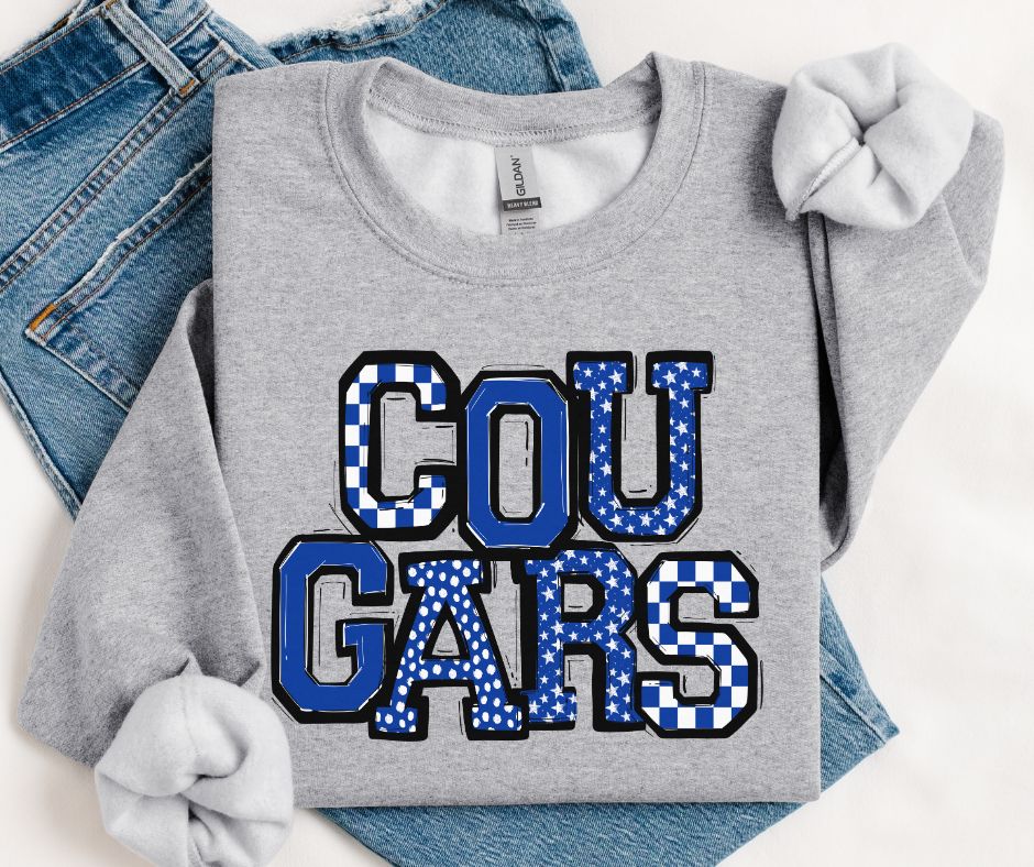 Cougars - Royal Blue Mix (So Sporty Mascot) - DTF