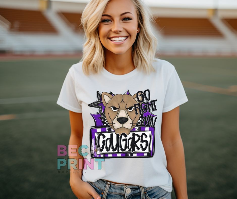 Cougars - Purple (Go Fight Win Star Mascot) - DTF