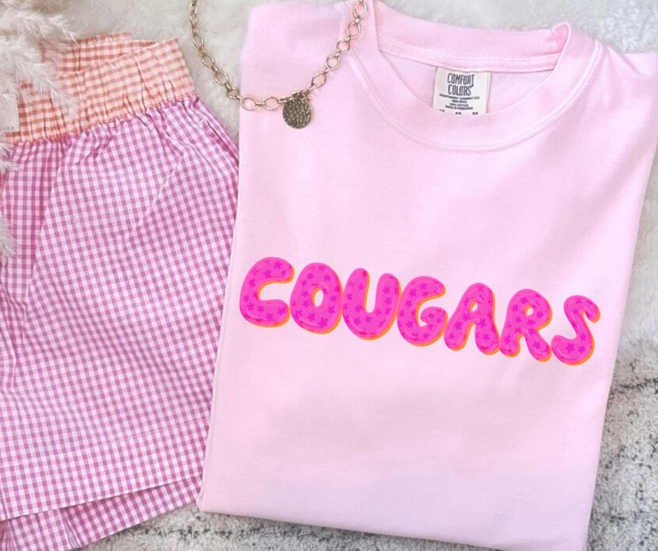Cougars (Pink Bubble Stars Mascot) - DTF