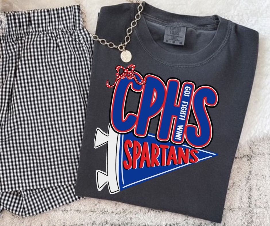 Spartans - CPHS/Royal Blue/Red (Spirit Pennant Mascots) - DTF