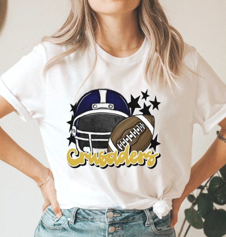 Crusaders mascot (stars - navy and gold helmet) - DTF