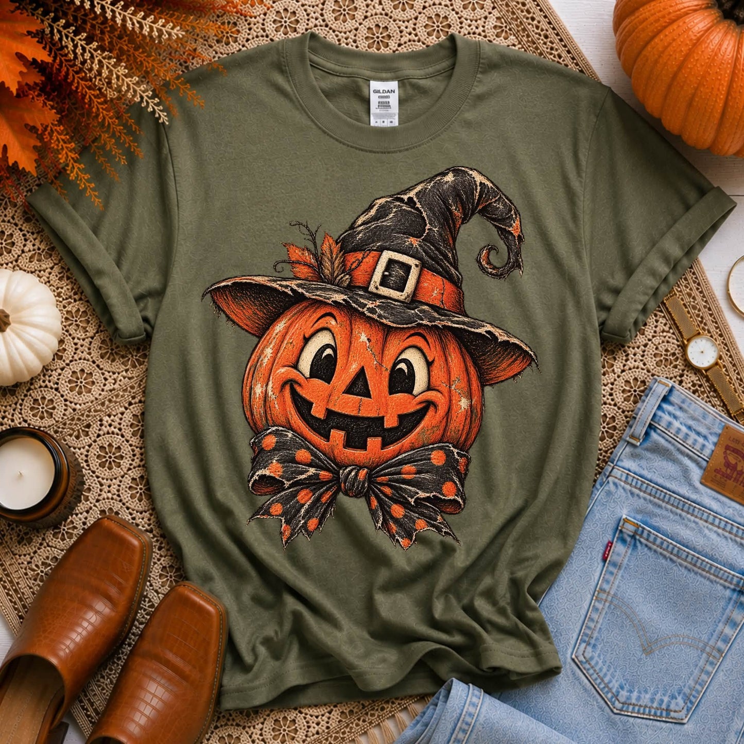 Jack O Lantern Vintage Sketch - DTF