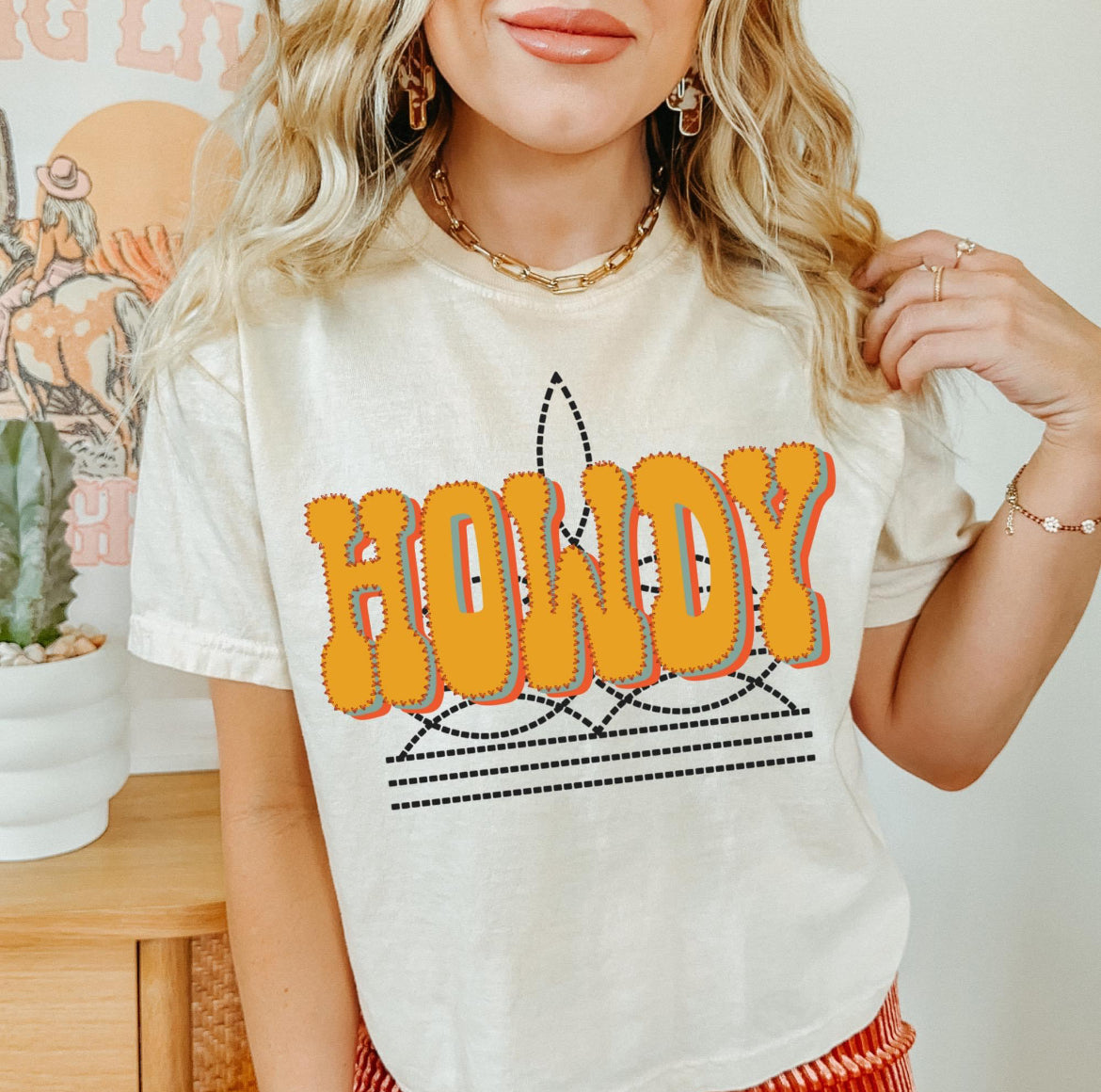 Howdy (Boot Stitched Drop Shadow) - DTF