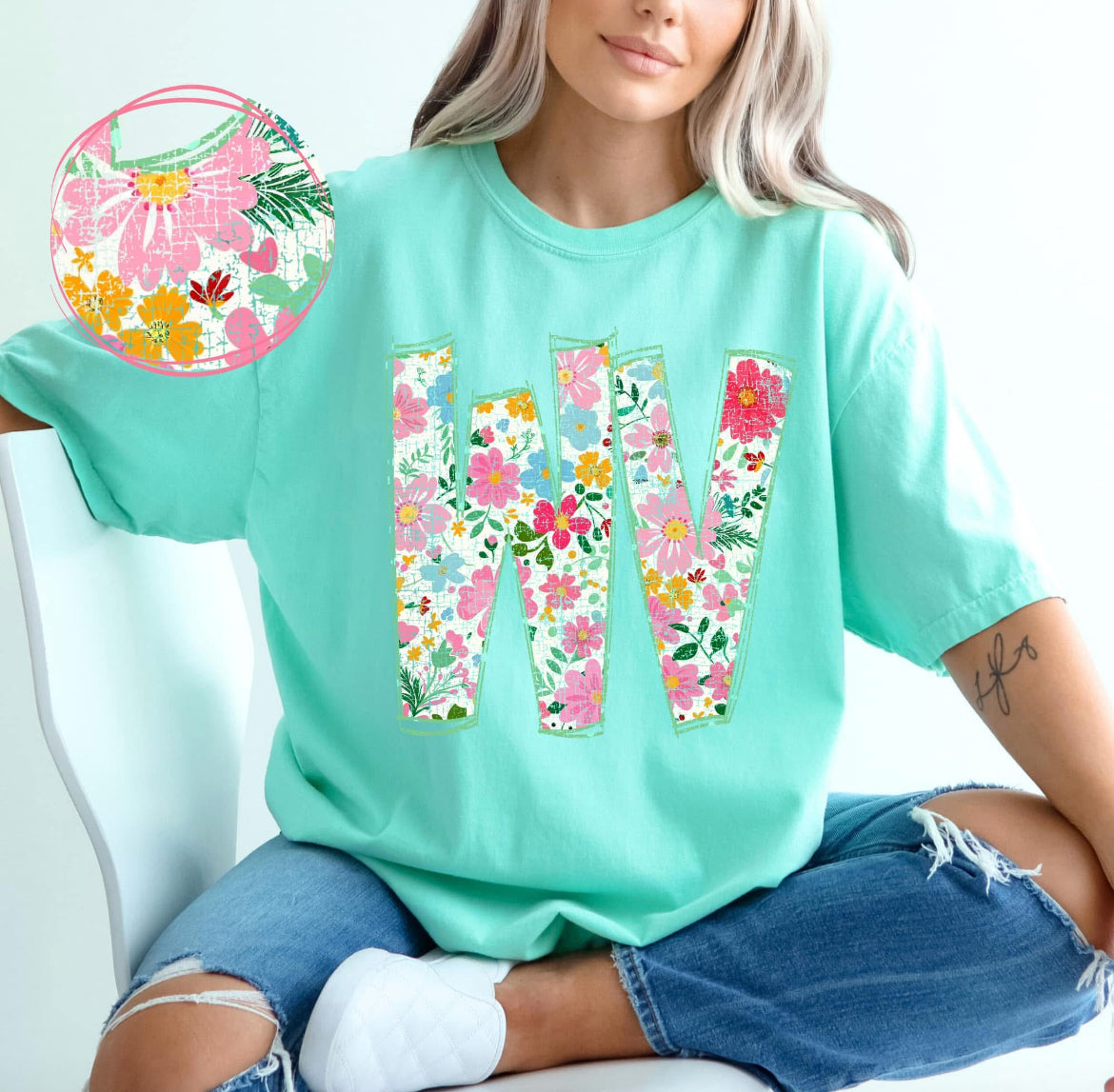 WV (Floral Doodle Distressed State) - DTF