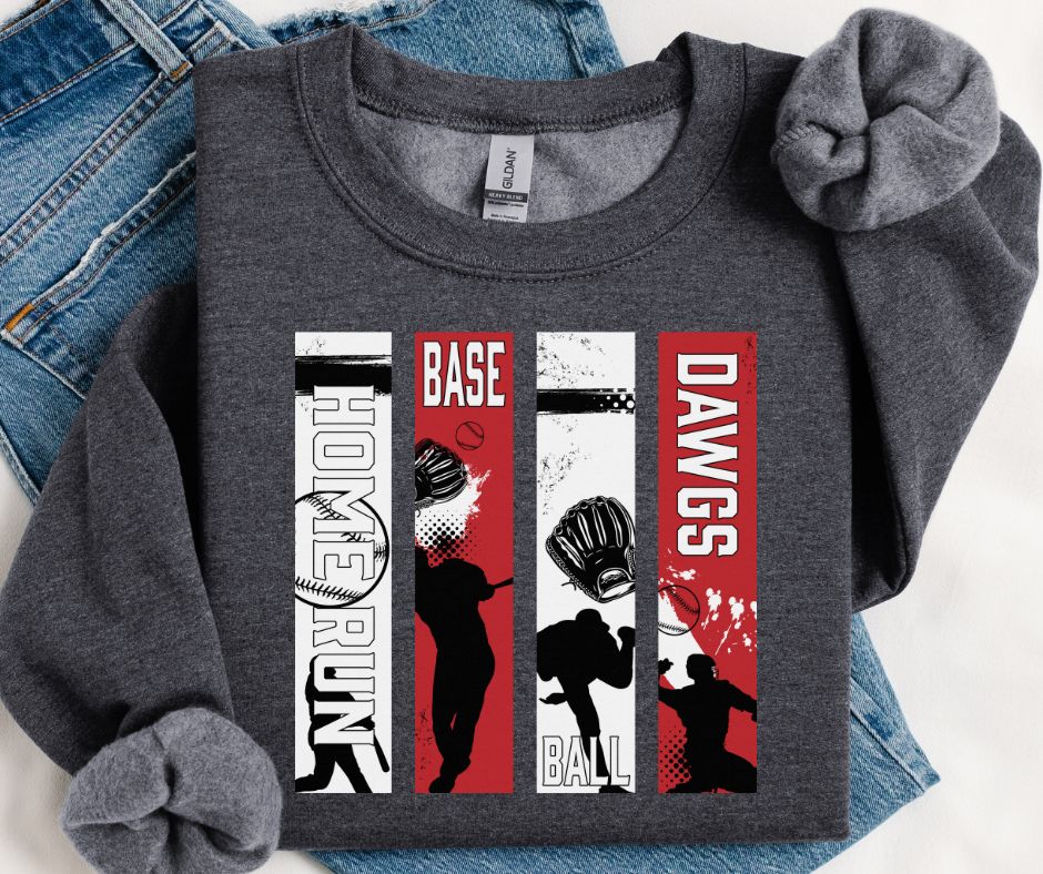 Dawgs Home Run Panel (Red/White) - DTF