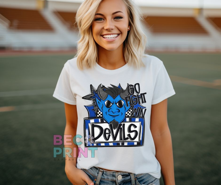 Devils - Royal Blue (Go Fight Win Star Mascot) - DTF