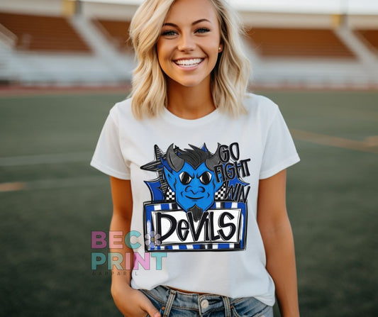 Devils - Royal Blue (Go Fight Win Star Mascot) - DTF