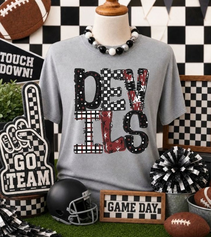 Devils - Maroon (Game Day Patterns Mascot) - DTF
